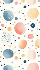 Whimsical polka dots create a playful aesthetic on a soft muted orange background design.