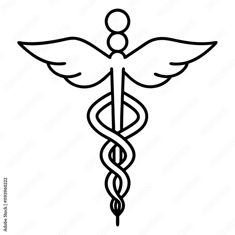 vector Caduceus icon in White background Stock Vector | Adobe Stock