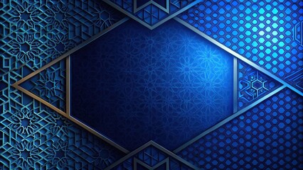 Aufkleber - Abstract Blue Hexagonal and Floral Geometric Pattern Design