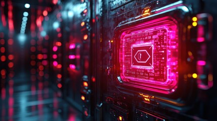 Wall Mural - futuristic circuit board with glowing elements.