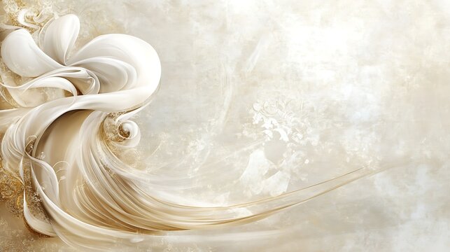 abstract beige and white floral swirl design