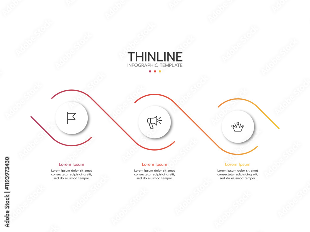 Informative circular process graphics with 3 steps sequence design for ...
