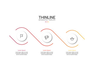 Informative circular process graphics with 3 steps sequence design for web pages.