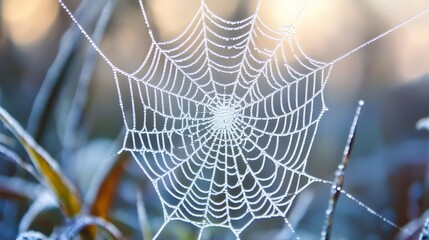 Dewdrops Adorn a Spiders Intricate Web