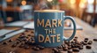 © Erlinda - mark the date lettering on coffee mug at table