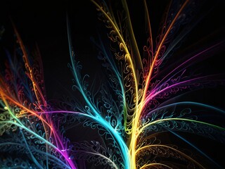 Wall Mural - colorful lines on black.