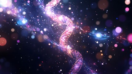 Wall Mural - luminous spiral galaxy dna cosmic art