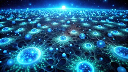 Wall Mural - a cosmic network of glowing orbs and interconnected threads, illuminating the infinite expanse