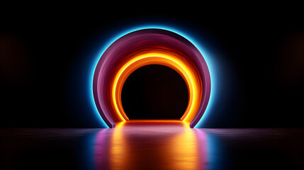 Wall Mural - a large, glowing, circular opening in a dark room