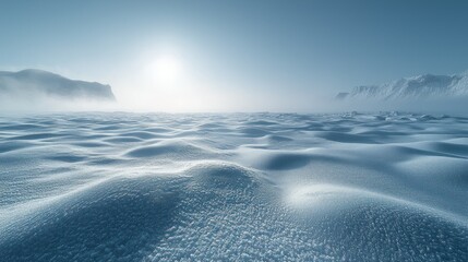 snowy landscape with bright sun.