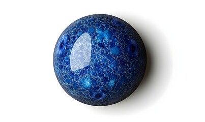 Wall Mural - Blue ceramic sphere with crackle glaze and floral pattern.