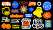 © Rawpixel.com - Colorful stickers with playful phrases like 'cute', 'love', 'good vibes', and 'LOL' Bright designs with smiley faces and positive words Fun and vibrant vibes Funky stickers, vector set