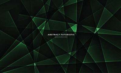 Wall Mural - abstract dark green futuristic background, neon light rays digital. vector illustration.