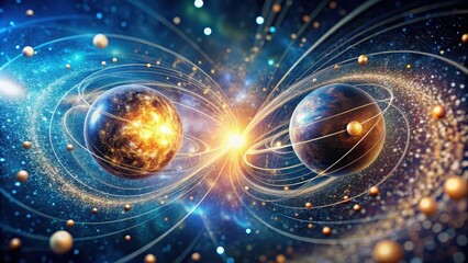 Wall Mural - a cosmic dance of celestial bodies, swirling in a symphony of energy and light, illuminating the vas