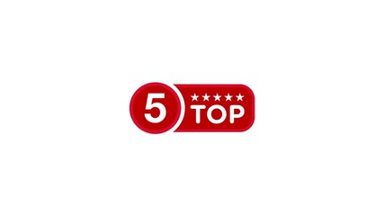 Top Five stars rating vector animation on green screen. Top Five stars customer product rating review.