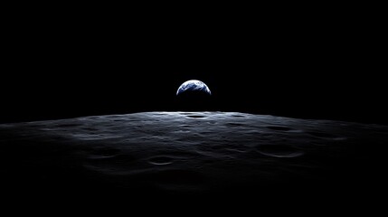 Wall Mural - Earth Rising Over the Lunar Horizon a View from Space a Stunning Celestial View