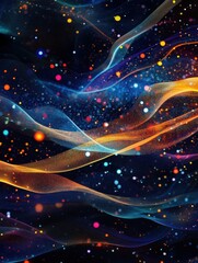 Fototapete - Vibrant energy flows showcasing active communication and dynamic data exchange in a digital universe filled with color. Generative AI