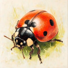 Wall Mural - Ladybug Close-up: A Stunning Macro Photograph of a Ladybug in its Natural Habitat