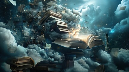 Wall Mural - Surreal Book Dream: A Journey into Literary Fantasy