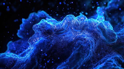 Aufkleber - Glowing bacteria under UV light display intricate patterns and vibrant colors in a dark environment. Generative AI