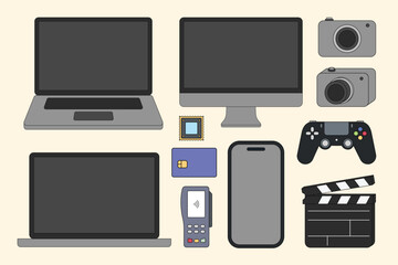 Wall Mural - digital devices, laptop computer flat graphic set vector