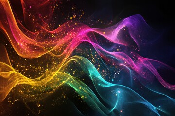 Fototapete - Vibrant energy lines and dots create dynamic patterns symbolizing active communication and data exchange. Generative AI