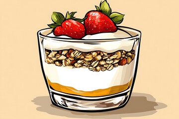 Sticker - Layered Yogurt Parfait with Strawberries and Granola