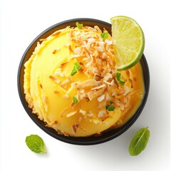 Wall Mural - Tropical mango sorbet with toasted coconut flakes 