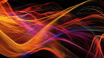 Fototapete - Vibrant energy flows represent active communication and data exchange in a dynamic digital environment. Generative AI