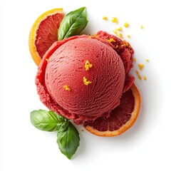 Wall Mural - orange sorbet with a fresh basil ice cream