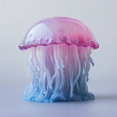 Wall Mural - Mesmerizing Pink and Blue Jellyfish Sculpture