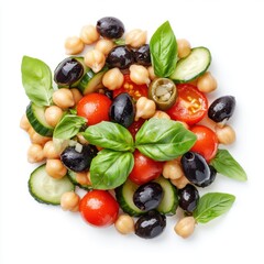 Wall Mural - mix of chickpeas cucumber tomatoes black olives