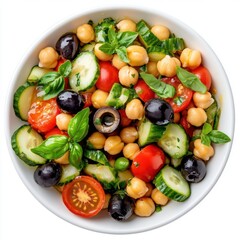 Wall Mural - mix of chickpeas cucumber tomatoes black olives