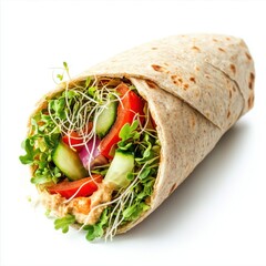 Wall Mural - whole-wheat wrap filled with fresh veggies hummus