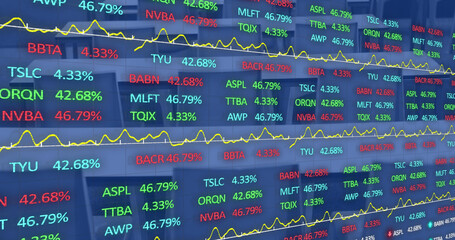 Wall Mural - image of financial data processing over modern office