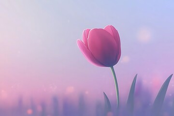 Wall Mural - A Delicate Pink Tulip in Sunrise