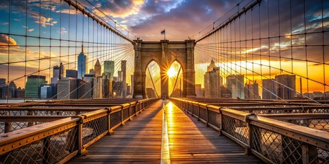 Wall Mural - Brooklyn Bridge Sunrise: Iconic NYC Landmark at Dawn