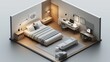 © PhornpimonNutiprapun - An isometric view of a modern bedroom.