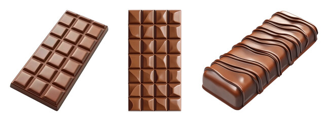 Wall Mural - Assorted chocolate bars on a transparent background