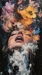 Wall Mural - Cosmic Bloom: A Surreal Portrait of Feminine Energy