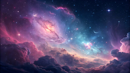 Beautiful nebulae and stars in the night sky. Supernova background wallpaper 
