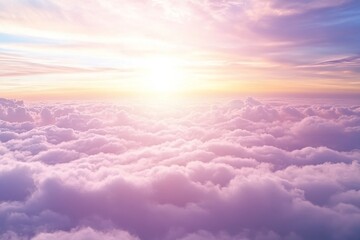 Aufkleber - A serene sunrise breaks through layered clouds, illuminating the horizon with radiant golden and lavender tones, inviting reflection and tranquility