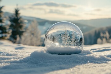 Canvas Print - Snow Globe on Snowy Ground