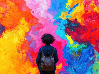 Poster - Person in front of colorful wall