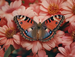 Poster - Pink flower butterfly