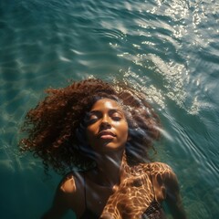 Canvas Print - Portrait swimming outdoors nature.