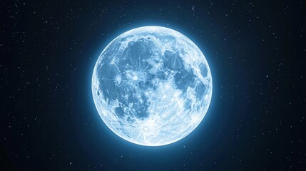 Wall Mural - serene blue moon night celestial space starscape
