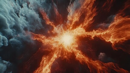 Wall Mural - Fiery Cosmic Nebula Exploding with Intense Energy