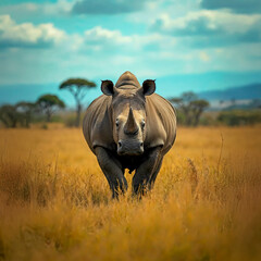 rhinoceros in the african savannah