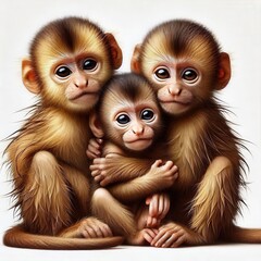 Sticker - monkeys on a white background